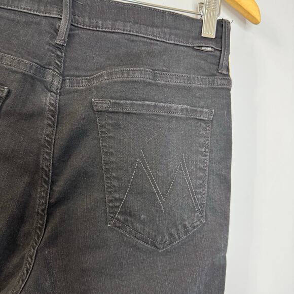 MOTHER Denim Insider Crop Step Fray Black Guilty Racer Jeans High Rise Sz 32 - Picture 9 of 16